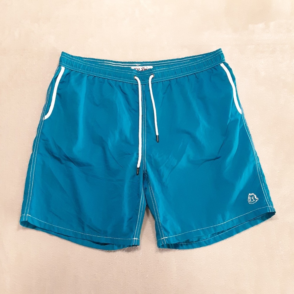 Mr. Swim Mens Solid Vibrant Blue Swim Trunks 2XL Mesh Lined 7" Inseam